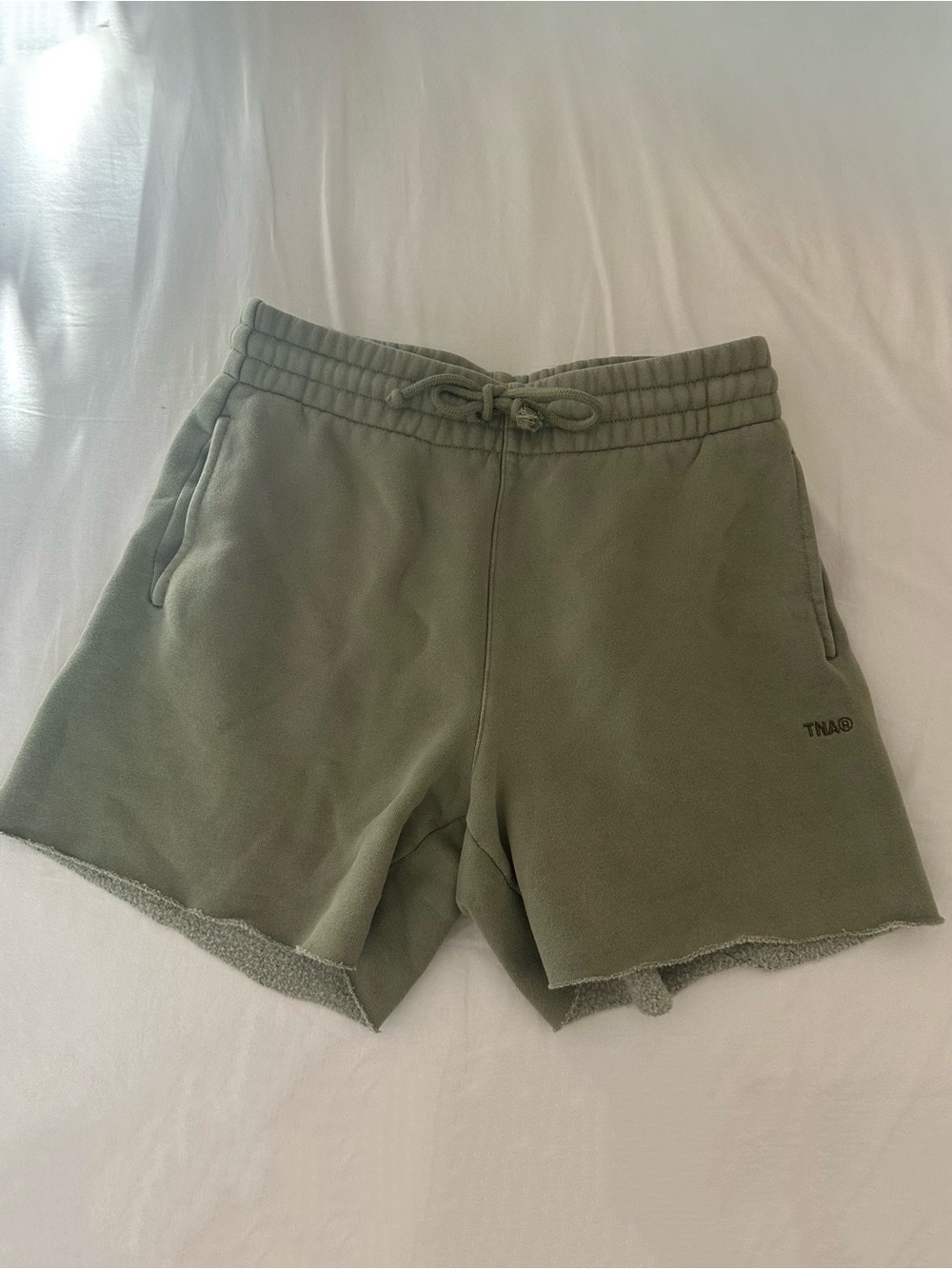 TNA Boyfriend Fit Olive Green Sweatshorts
